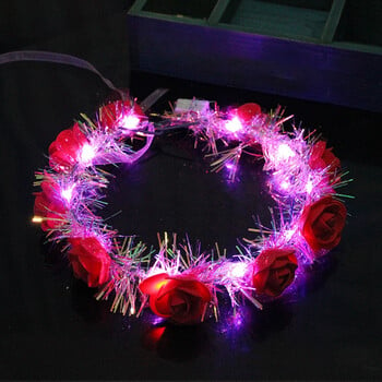 10 ΤΕΜ LED Flower Crown Fairy 14-LED Light Up Hair Wreath Party Floral Headpiece Hair Band Γενέθλια γάμου Φωτεινή κορδέλα