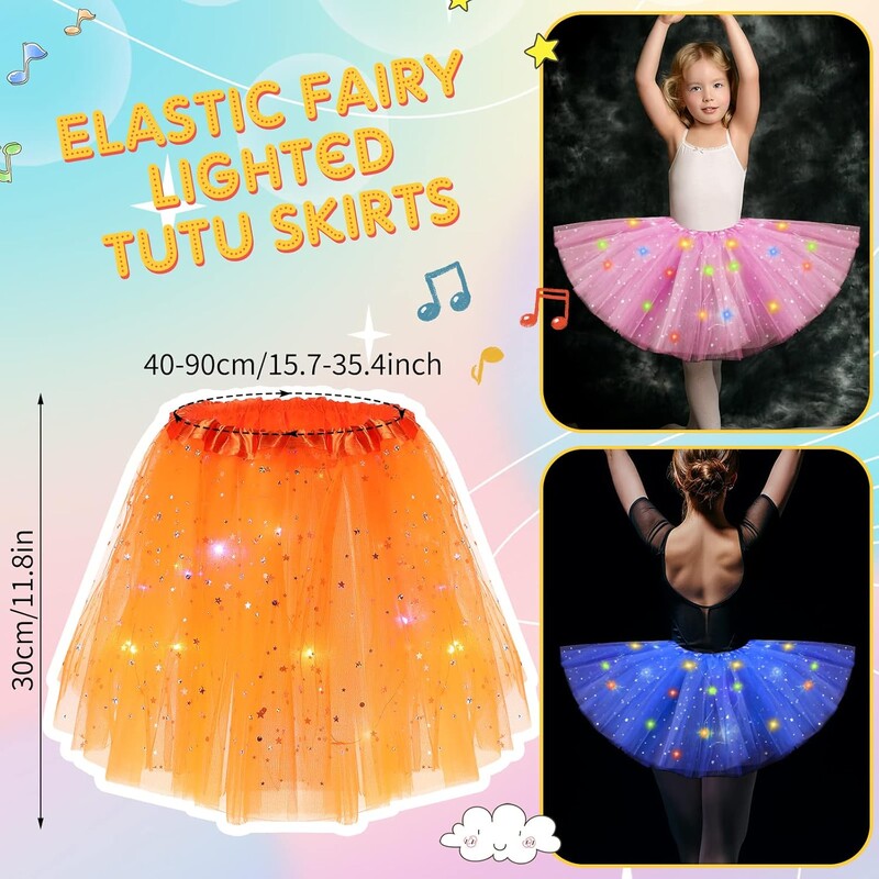 LED-es világító tutu szoknya flitterek csillagok balett tüll tutu szoknyák táncelőadás szoknya női lányoknak Halloween jelmez
