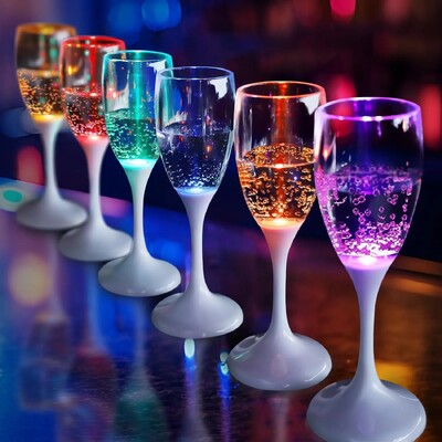 Pahare cu LED-uri pentru vin Flaute de sampanie Favoruri de petrecere Adulti, Flaute de sampanie din plastic colorate Pahare de baut stralucesc in 1buc