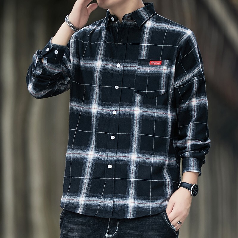 Καρό Casual Ανδρικά Πουκάμισα Κοινωνική Ρούχα Ανδρικά Πουκάμισα Μακρυμάνικα Πουκάμισα Ανδρικά Μπλουζάκια Cool Things Φθινόπωρο 2024 Νέο