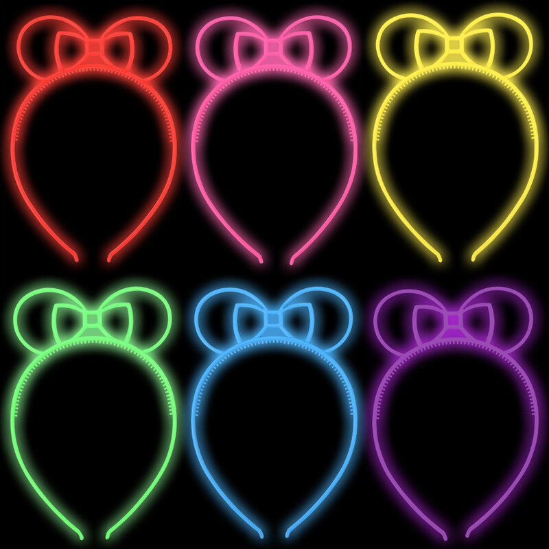 6db Fluoreszkáló hajkarika műanyag fejpánt, fénylő a sötétben party kellékek fotófülke születésnapi esküvői dekorációhoz babazuhany