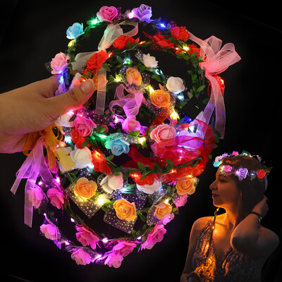 10τμχ LED Headband Garland Wedding Party Crown Flower Headband Φωτεινή γιρλάντα μαλλιών Φωτεινή Χριστουγεννιάτικη διακόσμηση στεφάνι από νέον