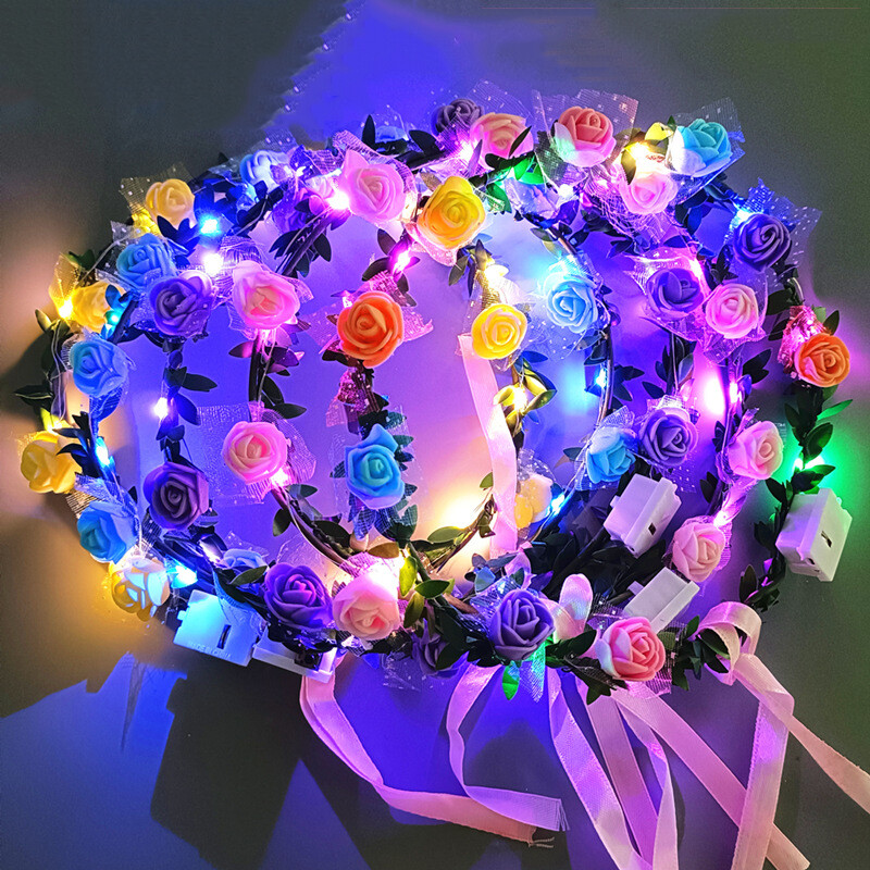10 gab LED galvas saite Garland kāzu ballīšu kroņa ziedu galvas saite Gaišs matu vītne matu lente gaismas Ziemassvētku neona vainaga dekors
