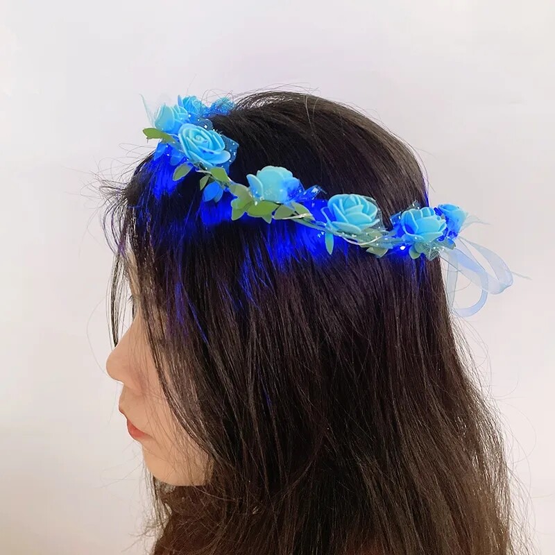 10 gab LED galvas saite Garland kāzu ballīšu kroņa ziedu galvas saite Gaišs matu vītne matu lente gaismas Ziemassvētku neona vainaga dekors