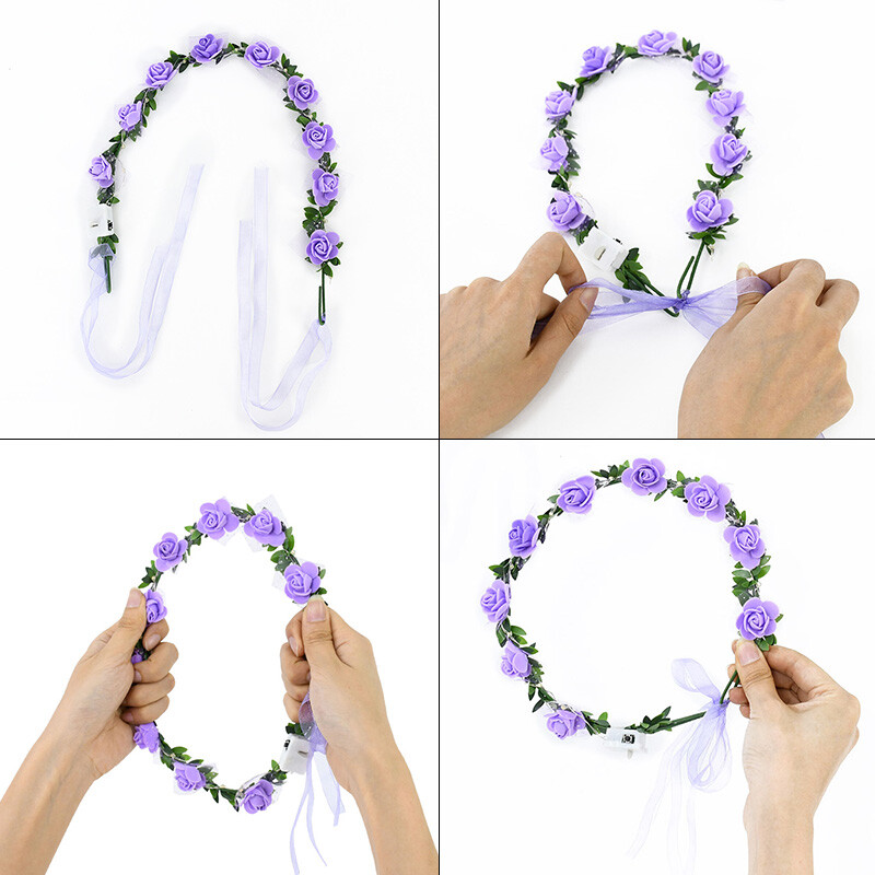 10 gab LED galvas saite Garland kāzu ballīšu kroņa ziedu galvas saite Gaišs matu vītne matu lente gaismas Ziemassvētku neona vainaga dekors