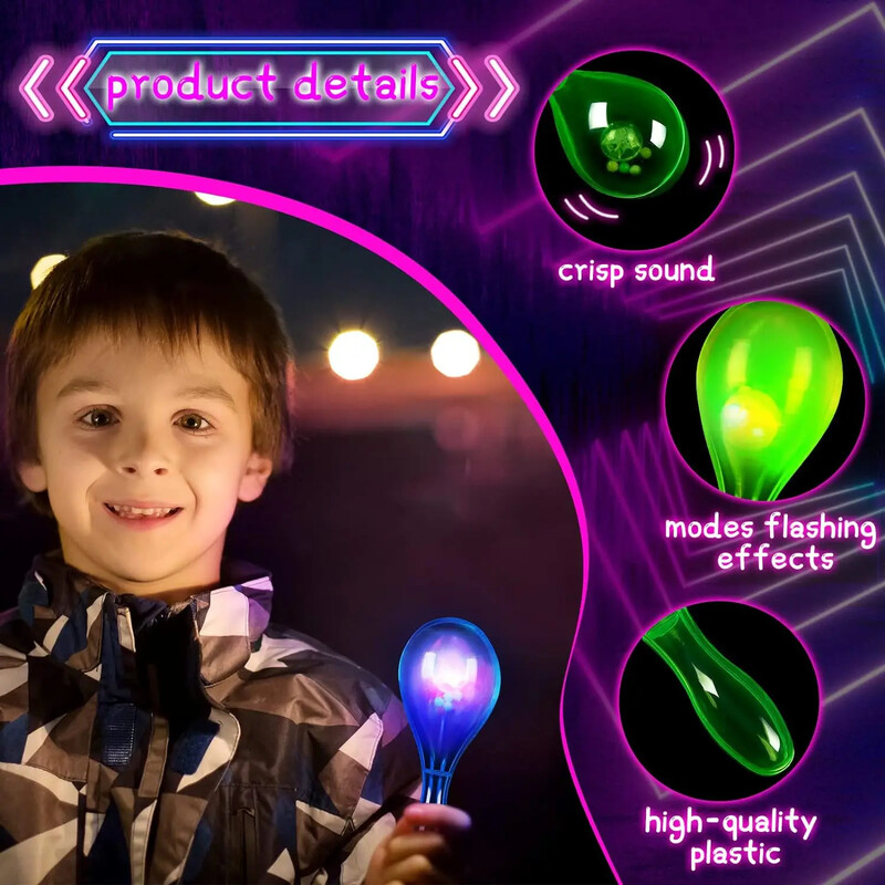 12 vnt Šviečiantys mini marakasai žaislai plastikiniai marakasai vakarėliui. Meksikietiškas marakasų plaktuvas Neoninis vaikiškas marakasų triukšmadaris vaikams Dovanos