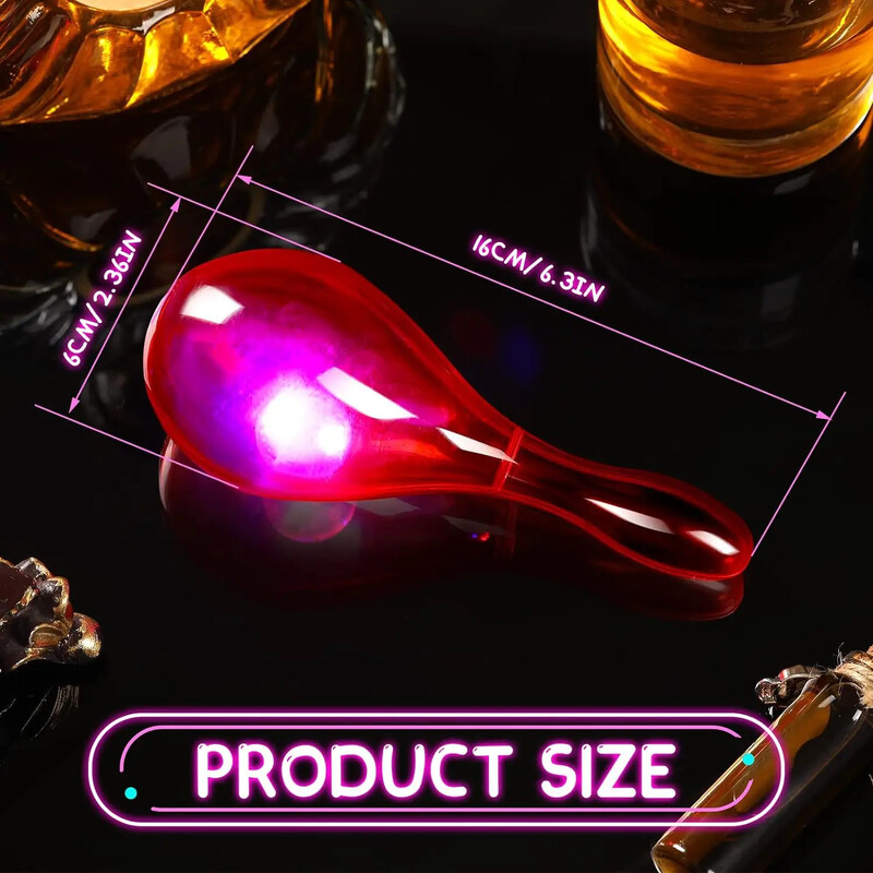 12 vnt Šviečiantys mini marakasai žaislai plastikiniai marakasai vakarėliui. Meksikietiškas marakasų plaktuvas Neoninis vaikiškas marakasų triukšmadaris vaikams Dovanos