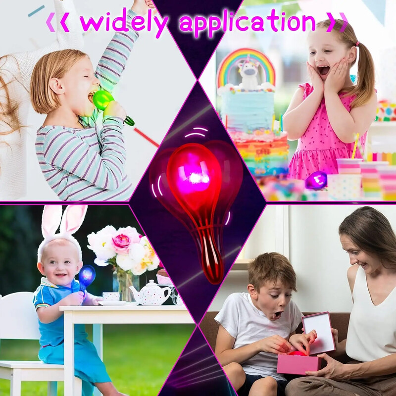 12 vnt Šviečiantys mini marakasai žaislai plastikiniai marakasai vakarėliui. Meksikietiškas marakasų plaktuvas Neoninis vaikiškas marakasų triukšmadaris vaikams Dovanos