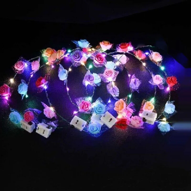 Γυναίκες Κορίτσια Νύφη LED που αναβοσβήνει Τεχνητό στεφάνι κεφαλόδεσμο γιρλάντα Φεστιβάλ Πάρτι Γάμος Γενέθλια Cosplay Halloween Χριστούγεννα