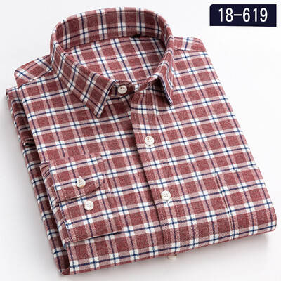 Jaunums kreklā 100% kokvilnas slīpēšanas krekli ar garām piedurknēm vīriešiem slim piegriezuma ikdienišķs vienkāršs krekls elegants vienas kabatas kurtu zoba apģērbs