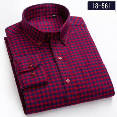 Jaunums kreklā 100% kokvilnas slīpēšanas krekli ar garām piedurknēm vīriešiem slim piegriezuma ikdienišķs vienkāršs krekls elegants vienas kabatas kurtu zoba apģērbs