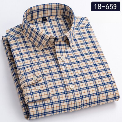 Jaunums kreklā 100% kokvilnas slīpēšanas krekli ar garām piedurknēm vīriešiem slim piegriezuma ikdienišķs vienkāršs krekls elegants vienas kabatas kurtu zoba apģērbs