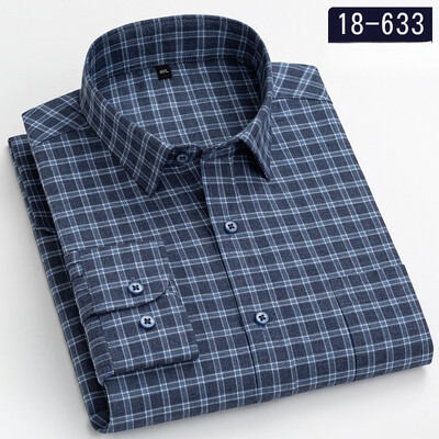 Jaunums kreklā 100% kokvilnas slīpēšanas krekli ar garām piedurknēm vīriešiem slim piegriezuma ikdienišķs vienkāršs krekls elegants vienas kabatas kurtu zoba apģērbs