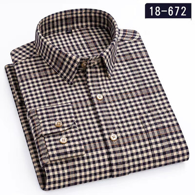 Jaunums kreklā 100% kokvilnas slīpēšanas krekli ar garām piedurknēm vīriešiem slim piegriezuma ikdienišķs vienkāršs krekls elegants vienas kabatas kurtu zoba apģērbs