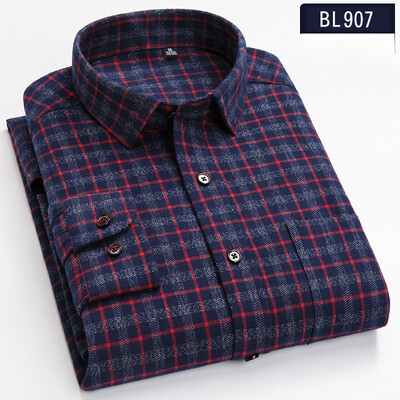 Jaunums kreklā 100% kokvilnas slīpēšanas krekli ar garām piedurknēm vīriešiem slim piegriezuma ikdienišķs vienkāršs krekls elegants vienas kabatas kurtu zoba apģērbs