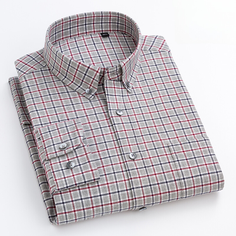 Jaunums kreklā 100% kokvilnas slīpēšanas krekli ar garām piedurknēm vīriešiem slim piegriezuma ikdienišķs vienkāršs krekls elegants vienas kabatas kurtu zoba apģērbs