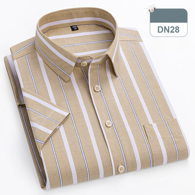 plus izmērs 14xl 100% kokvilna oxford hight qulity vasaras krekli ar īsām piedurknēm vīriešiem slim fit formāls krekls mīksts rūtains biroja apģērbs