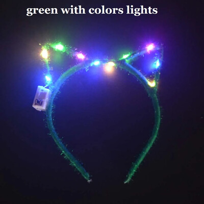 Sievietes, meitenes, LED mirgojošs kaķis lapsas ausis, matu stīpa, mirdzoša stīga, gaismiņas, galvas saite, ballīte kāzu dzimšanas diena, kosplejs Halovīni, Ziemassvētki