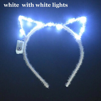 Sievietes, meitenes, LED mirgojošs kaķis lapsas ausis, matu stīpa, mirdzoša stīga, gaismiņas, galvas saite, ballīte kāzu dzimšanas diena, kosplejs Halovīni, Ziemassvētki