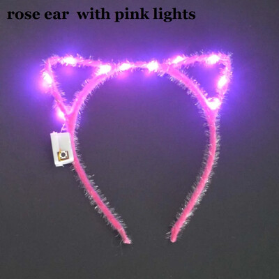 Sievietes, meitenes, LED mirgojošs kaķis lapsas ausis, matu stīpa, mirdzoša stīga, gaismiņas, galvas saite, ballīte kāzu dzimšanas diena, kosplejs Halovīni, Ziemassvētki