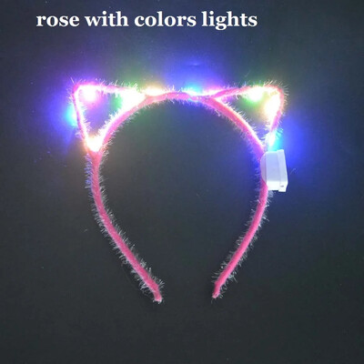 Sievietes, meitenes, LED mirgojošs kaķis lapsas ausis, matu stīpa, mirdzoša stīga, gaismiņas, galvas saite, ballīte kāzu dzimšanas diena, kosplejs Halovīni, Ziemassvētki