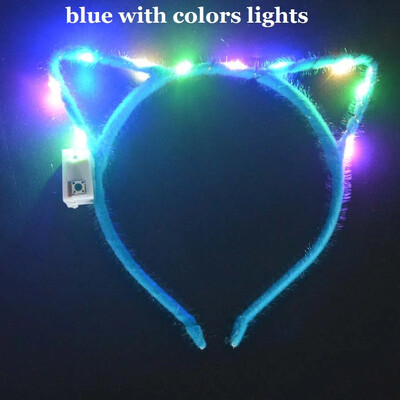 Sievietes, meitenes, LED mirgojošs kaķis lapsas ausis, matu stīpa, mirdzoša stīga, gaismiņas, galvas saite, ballīte kāzu dzimšanas diena, kosplejs Halovīni, Ziemassvētki