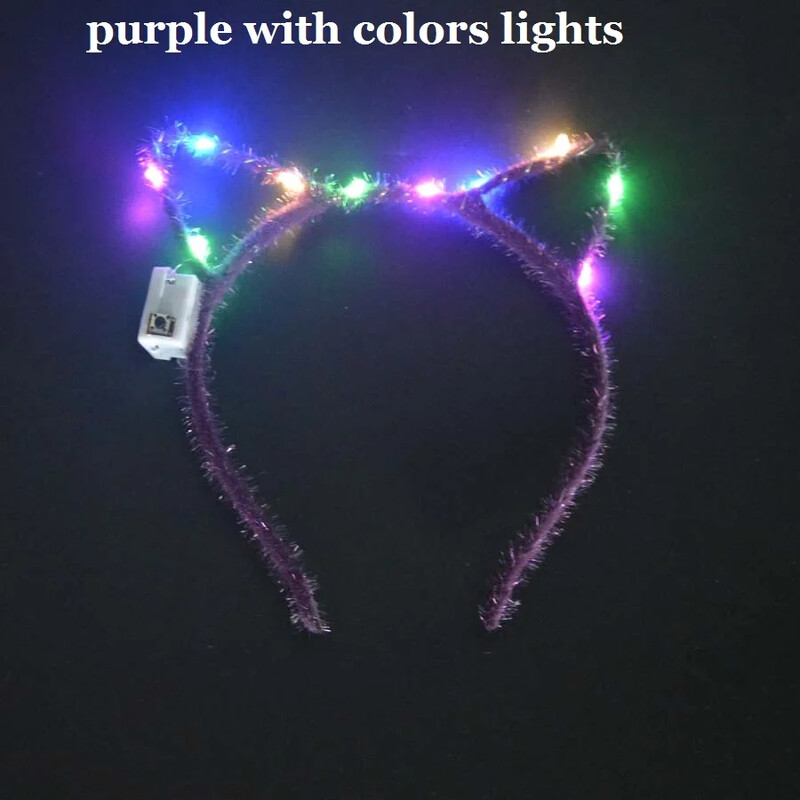 Sievietes, meitenes, LED mirgojošs kaķis lapsas ausis, matu stīpa, mirdzoša stīga, gaismiņas, galvas saite, ballīte kāzu dzimšanas diena, kosplejs Halovīni, Ziemassvētki