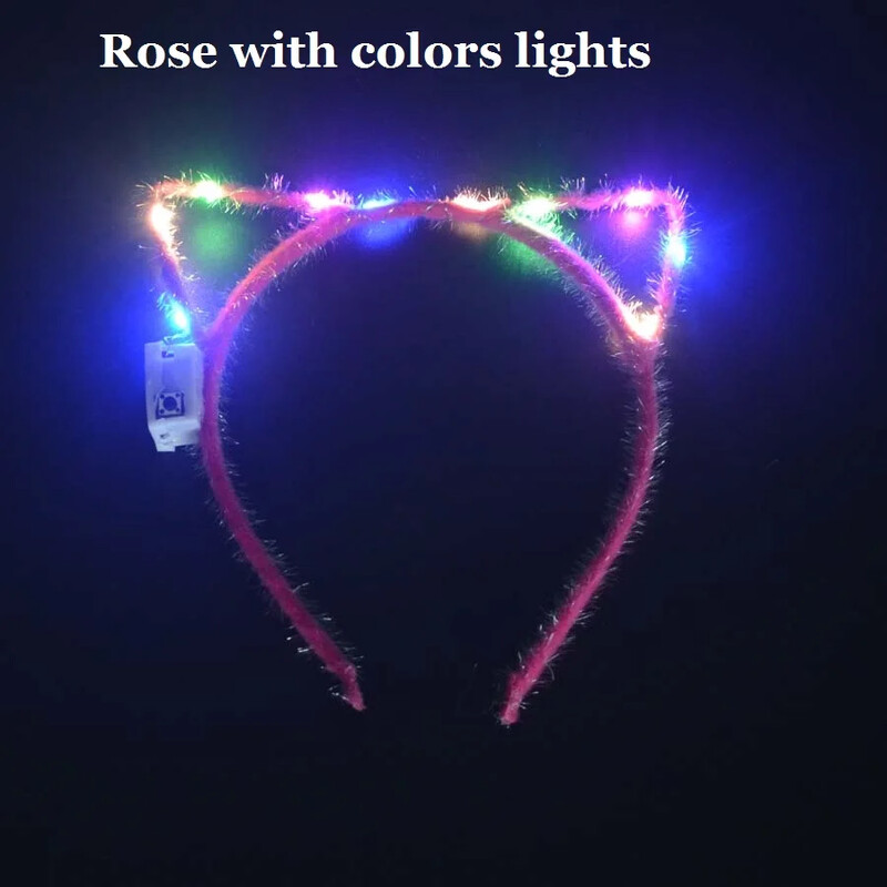 Sievietes, meitenes, LED mirgojošs kaķis lapsas ausis, matu stīpa, mirdzoša stīga, gaismiņas, galvas saite, ballīte kāzu dzimšanas diena, kosplejs Halovīni, Ziemassvētki