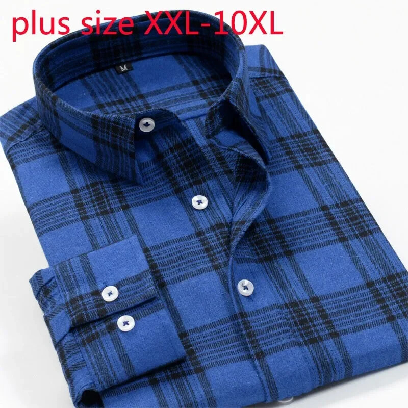 New Arrival Fashion Super Large Ανδρικά καρό μακρυμάνικα casual πουκάμισα Smart Flannel Ανοιξιάτικο και Φθινοπωρινό πουκάμισο Plus μέγεθος 2XL-9XL 10XL