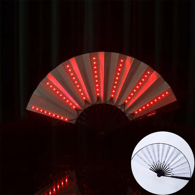 Neona apgaismojuma stienis, salokāms ar roku ventilators, deju priekšnesums Gaismas LED ventilatori kvēlojošs kung fu ķīniešu bambusa ventilators koncertu atbalsta rekvizīti