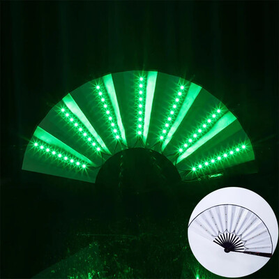 Neona apgaismojuma stienis, salokāms ar roku ventilators, deju priekšnesums Gaismas LED ventilatori kvēlojošs kung fu ķīniešu bambusa ventilators koncertu atbalsta rekvizīti