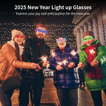 12Pcs 2025 Light Up Glasses 2025 LED Party Glasses Neon Party Eyewear 3 Λειτουργίες που αναβοσβήνουν για εορτασμούς αποφοίτησης Πρωτοχρονιάς