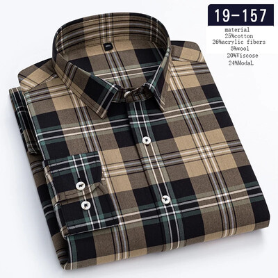 Uus särk luksuslik kõrge kvaliteediga villased pikkade varrukatega särgid meestele saleda vormiga pidulik särk pehme disainertopsid ruudulised kontoririided