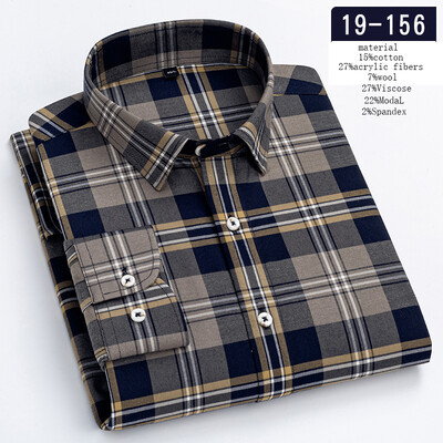 Uus särk luksuslik kõrge kvaliteediga villased pikkade varrukatega särgid meestele saleda vormiga pidulik särk pehme disainertopsid ruudulised kontoririided