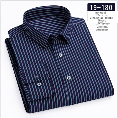 Uus särk luksuslik kõrge kvaliteediga villased pikkade varrukatega särgid meestele saleda vormiga pidulik särk pehme disainertopsid ruudulised kontoririided