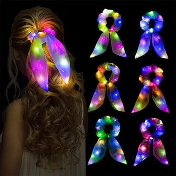 Led светещи ленти за коса Светещи панделки за коса Scrunchies Момичета Шапки Въже за коса Аксесоари за коса Светещи в тъмното Парти консумативи