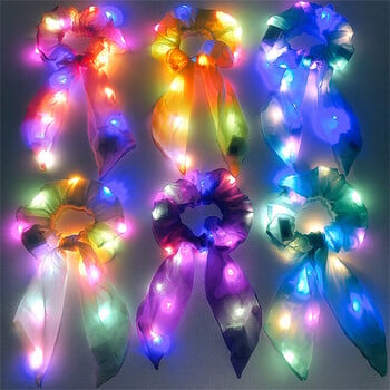 Led светещи ленти за коса Светещи панделки за коса Scrunchies Момичета Шапки Въже за коса Аксесоари за коса Светещи в тъмното Парти консумативи