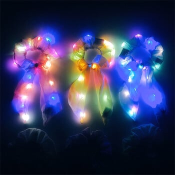 Led светещи ленти за коса Светещи панделки за коса Scrunchies Момичета Шапки Въже за коса Аксесоари за коса Светещи в тъмното Парти консумативи