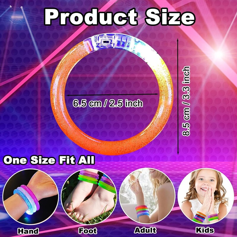 18 gab. LED rokassprādzes iedegas rokassprādzes mirdzoši kociņi mirdz tumsā dzimšanas dienas karnevāls Neona ballīšu piederumi bērniem pieaugušajiem