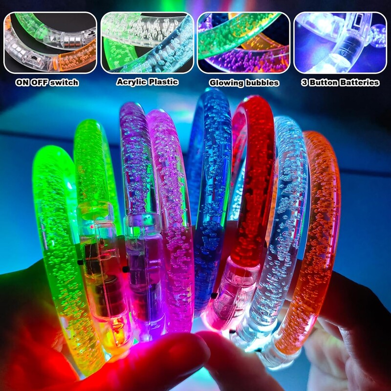 18 gab. LED rokassprādzes iedegas rokassprādzes mirdzoši kociņi mirdz tumsā dzimšanas dienas karnevāls Neona ballīšu piederumi bērniem pieaugušajiem