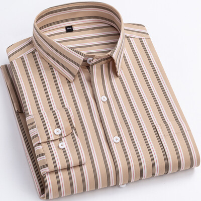 Ανδρικό, ευέλικτο, μαλακό μοντάλ βαμβακερό καρό πουκάμισο, μακρυμάνικο, άνετο ριγέ καρό πουκάμισο με κουμπιά