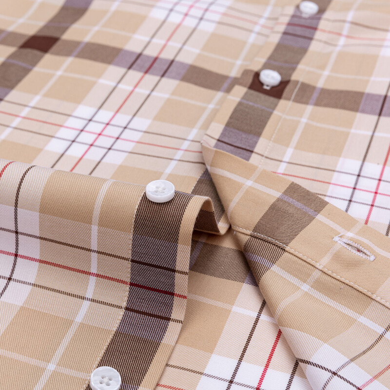 Ανδρικό, ευέλικτο, μαλακό μοντάλ βαμβακερό καρό πουκάμισο, μακρυμάνικο, άνετο ριγέ καρό πουκάμισο με κουμπιά