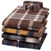 Βαμβακερό πουκάμισο Oxford Ανδρικό καρό μακρυμάνικο μαλακό αναπνεύσιμο κλασικό επαγγελματικό μπάλωμα μπροστινό μπάλωμα με κουμπιά στο στήθος