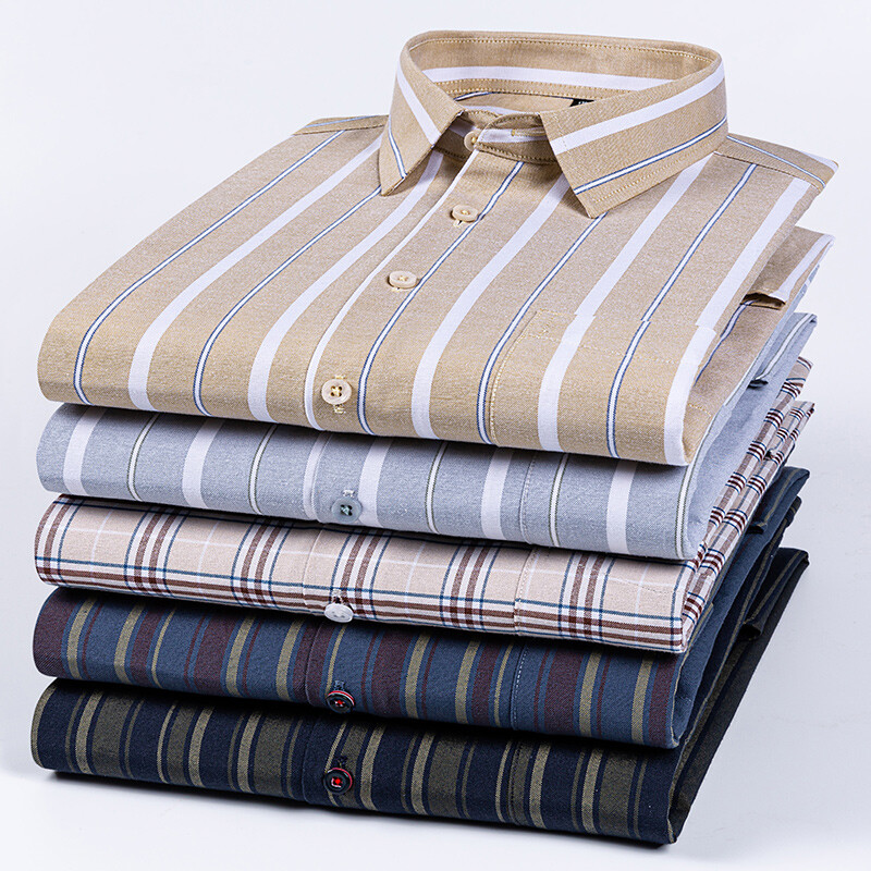 plus izmērs 14xl 100% kokvilnas krekli ar garām piedurknēm vīriešiem slim fit formāls vienkāršs krekls mīksts rūtains svītrains tops biroja elegants apģērbs