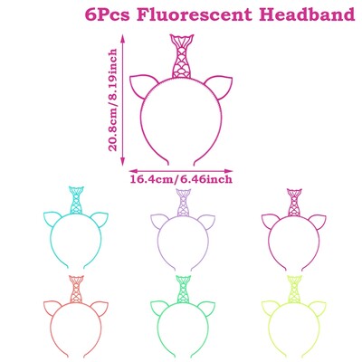 6 bucăți cerc de păr fluorescent bentiță din plastic care strălucește în întuneric pentru petrecere cabină foto pentru copii adulți ziua de naștere decor nuntă