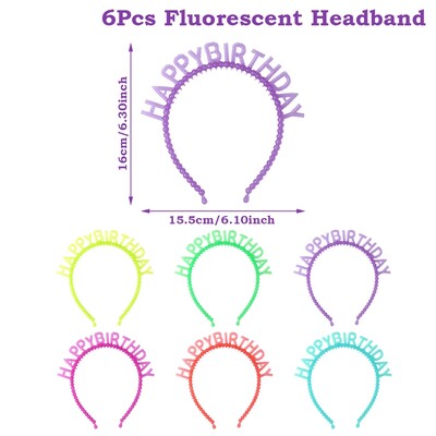 6 bucăți cerc de păr fluorescent bentiță din plastic care strălucește în întuneric pentru petrecere cabină foto pentru copii adulți ziua de naștere decor nuntă