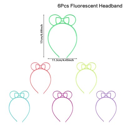 6 bucăți cerc de păr fluorescent bentiță din plastic care strălucește în întuneric pentru petrecere cabină foto pentru copii adulți ziua de naștere decor nuntă