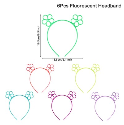 6 bucăți cerc de păr fluorescent bentiță din plastic care strălucește în întuneric pentru petrecere cabină foto pentru copii adulți ziua de naștere decor nuntă