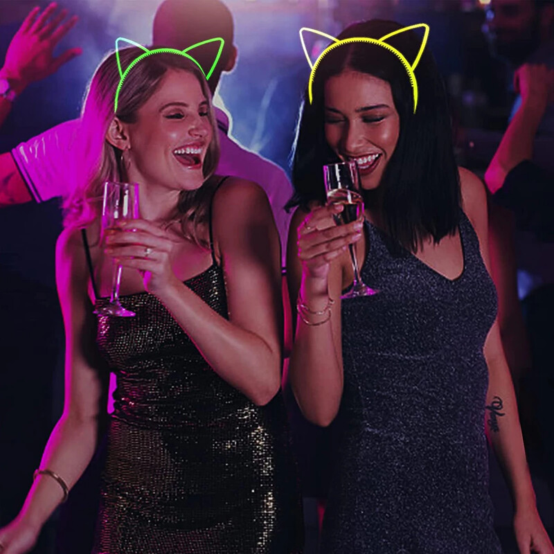 6 bucăți cerc de păr fluorescent bentiță din plastic care strălucește în întuneric pentru petrecere cabină foto pentru copii adulți ziua de naștere decor nuntă