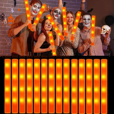 10/30 vnt LED putplasčio lazdelės Helovino dekoracijos Orange Cheers Tube Light Up Glow Foam Sticks, skirtos vestuvių vakarėliui švenčių dekoravimui